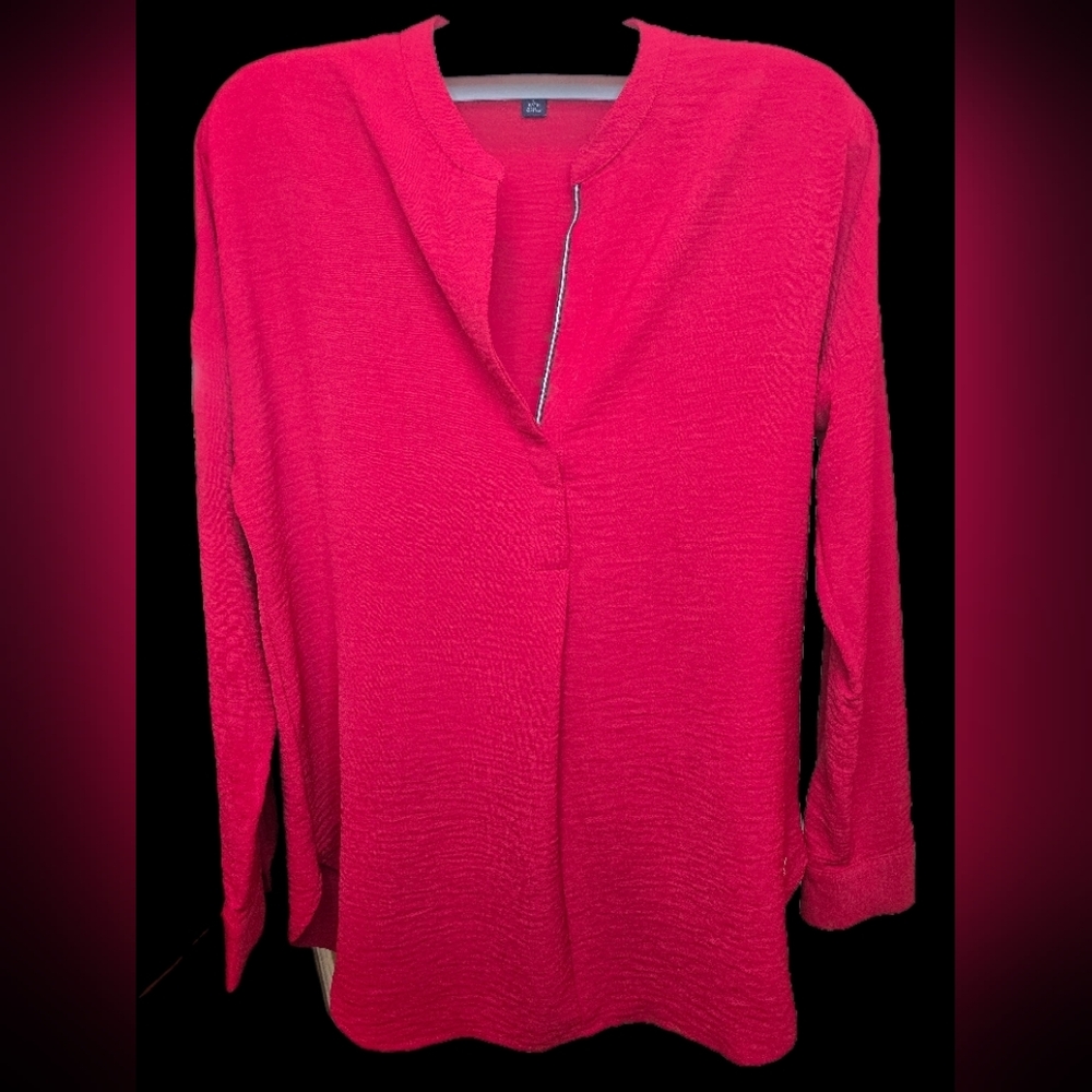 Tommy Hilfiger Red V Neck Blouse